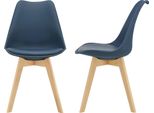 Sedia Da Pranzo 'FläTen' Set Di 2 Sedie Imbottite In Ecopelle Blu
