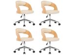 Syfax™ Sedie Da Pranzo Girevoli 4 Pz Crema In Legno Curvo E Pelle Finta