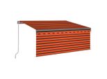 Vidaxl Tenda Da Sole Manuale A Scomparsa Con Tenda A Rullo Led 3,5X2,5 M Arancione Marrone