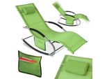 Sobuy OGS28-GR Sdraio Da Giardino Sdraio Resistente Alle Intemperie Sedia A Dondolo Con Cuscino Sdraio Relax Sdraio A Dondolo Sdraio Da Spiaggia Outdoor Fino A 150 Kg Verde