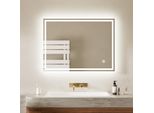 Emke Specchio Da Bagno A Led 80X60Cm Con Illuminazione 3 Luci Colore Freddo Neutro Bianco Caldo Specchio Luminoso Specchio Da Bagno Interruttore A Sfioramento Senza Nebbia