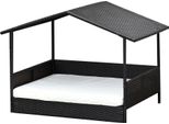 Pawhut Casetta Per Cani In Rattan Con Cuscino, Cuccia A Forma Di Casa, Cuccia Per Cani Da Esterno, Struttura In Acciaio, Plastica, Marrone Caffè, 69 X 98 X 70 Cm