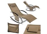 Sobuy OGS28-BR Lettino Da Giardino Sdraio Resistente Alle Intemperie Sedia A Dondolo Con Cuscino Lettino Relax Lettino A Dondolo Lettino Da Spiaggia Fino A 150 Kg Marrone