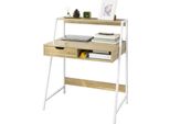 Sobuy FWT63-N Scrivania Con Ripiano E Scomparto Scrivania Per Computer Scrivania Per Ufficio Tavolo Con Cassetto Wd Naturale Circa 81X100X50Cm