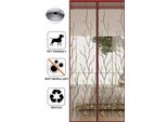 80X210Cm Alberi Marrone Zanzariera Porta Lino Ricamo Zanzariera Magnetica Tenda Volare Tenda Protezione Fiamma Zanzariera Montaggio Adesivo Senza Foratura