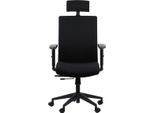 Sedia Da Ufficio Ergonomica Girevole Riverton F/H, Braccioli Regolabili, Poggiatesta, Seduta Scorrevole (Avanti-Indietro), Nero