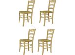T M C S Tommychairs - Set Di 4 Sedie Cuore Per Cucina E Sala Da Pranzo, Struttura Robusta In Legno Di Faggio Lucidato, Non Trattato E 100% Naturale, Seduta In Vera Paglia