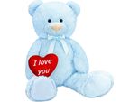 Brubaker Orsetto Di Peluche Xxl 100 Cm Con Cuore "I Love You"" Peluche, Blu"