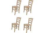 T M C S Tommychairs - Set Di 4 Sedie Cuore Per Cucina E Sala Da Pranzo, Struttura Robusta In Legno Di Faggio Lucidato, Non Trattato E Naturale Al 100%, Seduta In Legno Lucidato