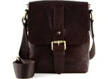 Saddler Pelle Borsa A Tracolla George Messenger Bag Dark Brown Marrone