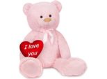 Brubaker Orsetto Di Peluche Xxl 100 Cm Con Cuore "Ti Amo"" Peluche, Rosa"