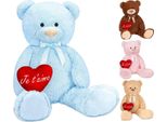 Brubaker Orsacchiotto Xxl 100 Cm Azzurro Con Cuore Je T'aime Peluche Peluche