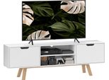 Mobile Tv Homcom, Tavolo Tv Per Televisori Fino A 65 Pollici, Lavagna Bassa Con 2 Armadi E 2 Ripiani, Mobile Tv Per Soggiorno, 150 X 39 X 50 Cm Bianco
