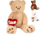 Brubaker Orsetto Xxl 100 Cm Con Cuore "Love"" - Morbido Peluche, Beige"