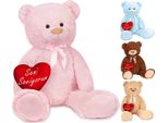 Brubaker Xxl Orsacchiotto 100 Cm Rosa Con Cuore Seni Seviyorum Peluche Giocattolo Morbido