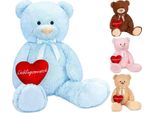 Brubaker Xxl Orsacchiotto 100 Cm Azzurro Con Cuore Persona Preferita Peluche Peluche Peluche
