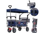 Arebos Premium Carrello Pieghevole Blu | Tetto, Freno, 100 Kg