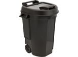 Contenitore Per Rifiuti 110 L Con Coperchio - Mobile Con Rotelle - Contenitore Per Rifiuti Robusto E Resistente In Nero