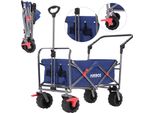 Carrello Pieghevole Arebos - Carrello Per Trasporto E Attrezzature, 2 Tasche In Rete, Blu, 100 Kg
