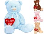 Brubaker Xxl Orsetto 100 Cm Azzurro Con Cuore I Love You Peluche Peluche Peluche