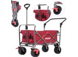 Carrello Pieghevole Arebos - Carrello Per Trasporto E Attrezzature, 2 Tasche In Rete, Rosso, 100 Kg