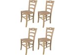 T M C S Tommychairs - Set Di 4 Sedie Savoie Per Cucina E Sala Da Pranzo, Struttura Robusta In Legno Di Faggio Lucidato, Non Trattato E Naturale Al 100%, Seduta In Legno Lucidato
