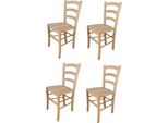 T M C S Tommychairs - Set Di 4 Sedie Venezia Per Cucina E Sala Da Pranzo, Struttura Robusta In Legno Di Faggio Lucidato, Non Trattato E Naturale Al 100%, Seduta In Legno Lucidato