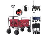 Carrello Da Trasporto Arebos Rosso | Pieghevole, 100 Kg, Freno E Manico Telescopico