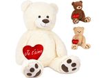 Brubaker Orsacchiotto Di Peluche Xxl 100 Cm Con Cuore "Je T'aime"" - Morbido Peluche, Bianco"