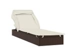 Lettino Con Tetto Pieghevole Marrone 213X63X97 Cm Poli Rattan