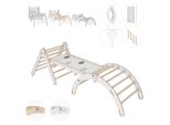 Mamoi® Set Struttura Di Arrampicata Per Interni, Triangolo Di Arrampicata Con Scivolo In Legno, Arco Di Arrampicata, Arrampicata Per Bambini, Altalena Arcobaleno Con Tavola Di Scorrimento, Arco In Legno