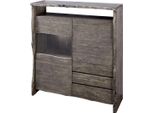 MASSIVMOEBEL24 | Pure Acacia #903 Credenza In Legno Di Acacia - Laccato / Grigio 131X45X147