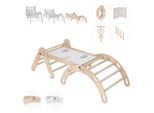 Mamoi® Set Struttura Di Arrampicata Per Interni, Triangolo Di Arrampicata Con Scivolo In Legno, Arco Di Arrampicata, Arrampicata Per Bambini, Altalena Arcobaleno Con Tavola Di Scorrimento, Arco In Legno