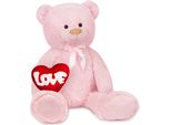 Brubaker Orsetto Xxl 100 Cm Con Cuore "Love"" E Fiocco - Peluche Grande, Rosa"