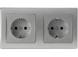 Chilitec Delphi Set 2 Prese Di Corrente + Telaio A 2 Vie 250V~/ 16A, Attacco A Spina, Argento