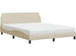 Vidaxl Letto Con Materasso "Dover"" Crema 160X200 Cm Tessuto"