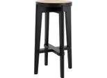 Sgabello Casa Padrino Nero / Naturale Ø 44 X H. 76,5 Cm - Sgabello Rotondo In Legno Massiccio - Mobili Da Bar