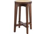 Casa Padrino Sgabello Marrone / Naturale Ø 44 X H. 67 Cm - Sgabello Da Bar Rotondo In Legno Massiccio - Mobili Da Bar