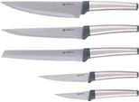 Alpina, Set Di 5 Coltelli Da Cucina In Acciaio Inox Multifunzionali, Nero / Argento