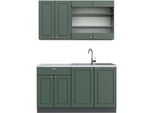 Vicco Cucina Completa Fame-Line, 140 Cm , Pt Marmo, Verde-Oro Country House/Antracite