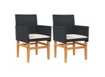 Vidaxl Sedie Da Giardino Con Cuscini 2 Pezzi Nero Poli Rattan Legno Massiccio