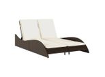 Lettino Con Cuscini Marrone 114X205X73 Cm Poli Rattan