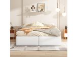 Letto Imbottito Flieks 140X200Cm Con 2 Cassetti, Letto Matrimoniale Contenitore Letto Giovanile Senza Testata, Letto A Molle Idrauliche Con Rete A Doghe, Biancheria