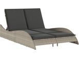 Lettino Con Cuscini Grigio Chiaro 114X205X73 Cm Poly Rattan