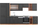 Vicco Cucina Componibile Fame-Line, 355 Cm , Pt Marmo, Antracite Country House/Oro Kraft Oak/Quercia Dorata