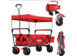 Arebos Carretto Pieghevole Rosso Con Tetto, Tasche In Rete, 100 Kg