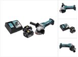 Smerigliatrice Angolare A Batteria Makita Dga 452 Rg 18 V 115 Mm + 2X Batteria Ricaricabile 6,0 Ah + Caricabatterie