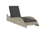 Lettino Con Cuscino Grigio Chiaro 60X205X73 Cm In Poly Rattan