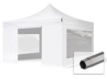 Toolport 4X4 M Gazebo Pieghevole Con Laterali (Finestre Panoramiche), Premium Acciaio, Bianco