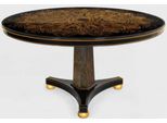 Tavolo Da Pranzo Casa Padrino Nero / Bronzo / Oro Ø 150 X H. 78 Cm - Tavolo Da Cucina Rotondo In Legno Massiccio - Tavolo Da Sala Da Pranzo - Mobili Da Sala Da Pranzo